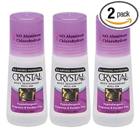 Crystal Body 30063 Crystal Body Deodorant, 2.25-Ounce Roll-Ons in 3 Bottles Packages (Pack of 2)