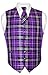 Men's Plaid Design Dress Vest & NeckTie Purple Black White Neck Tie Set