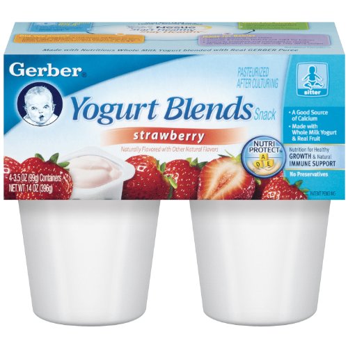Gerber Yogurt Blends Simply Strawberry 4Count 3.5Ounce Cups (Pack of