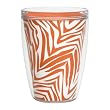 Orange Zebra Print 16 oz Insulated Beverage Tumbler, Clear