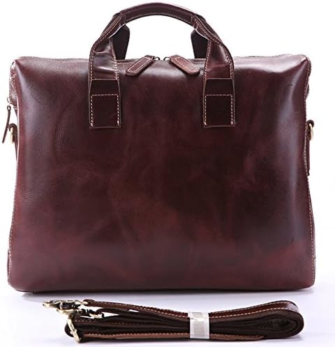 1ST Classic Vintage Leather Men's Briefcase Messenger Crossbody Laptop Bag,M173