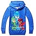 Owone Box PJ Masks Baby Kids Long sleeve fleece T-shirt hoodie, Blue, 120/5-6 T