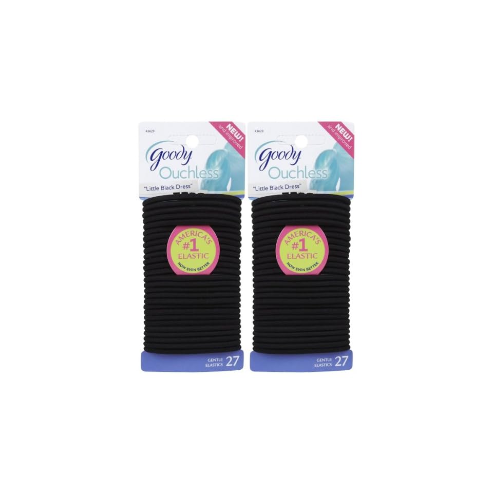 Goody Ouchless Hair Elastics, Black (Pack of 6)