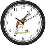 Giraffe (Whole Body) Cartoon - JP Animal Wall Clock by WatchBuddy Timepieces (Hunter Green Frame)