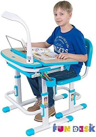 FUN DESK Children's Ergonomic Study Desk &amp; Chair Set in CURA (BLUE)