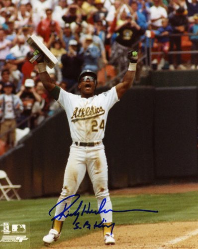 Rickey Henderson Oakland Athletics - Record Breaker - Autographed 8x10 Photograph with SB King Inscription