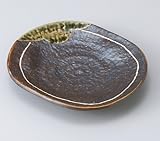 鉄釉一珍ライン小判取皿　5個組 【美濃焼　和皿】