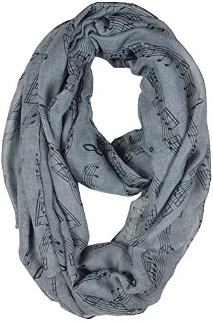 DONGYA Women's Music Artist Note Loop Print Infinity Scarf (Grey)