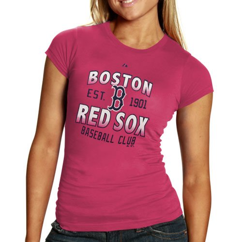 Majestic Boston Red Sox Ladies Pink Gradient T-shirt (Large)