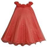 Bonnie Baby Girls Newborn Crystal Pleat Mesh Dress with Dots, Coral, 0-3 Months