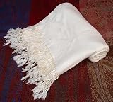 Pashmina Scarf Shawl Wrap Throw Ivory/Off White