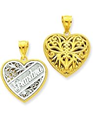 14K Two Tone Gold Reversible Grandma Heart Charm