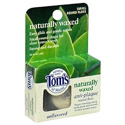 Tom's of Maine Natural Care Round Floss, Small, Naturally Waxed, Anti-Plaque, Unflavored, 1 floss (Pack of 6)