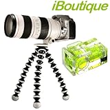 iBoutique Premium Flexipod GP2 SLR Flexible Tripod AND Hot Shoe Spirit Level For ALL Digital Cameras Up To 3KG. Canon EOS, 450D, 500D, 550D, 1000D Etc, Nikon D3000, D5000, D90, Sony Alpha DLSR Range, Fujifilm FinePix and Panasonic G1 & G2 Series