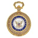 Jules Jurgensen American Hero Series United States Navy Insignia Gold Tone Pocket Watch with Chain #JJ7382HC