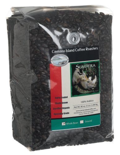 Camano Island Coffee Roasters Sumatra, Medium Roast, Whole Bean, 5 Pound Bag by Camano Island Coffee Roasters