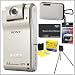 Sony MHSPM1 Webbie HD MP4 and 5MP all-in-one Camera in Silver + Accessory Bundle