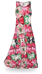 Plus Size Petite A-line General Print Sleeveless Round Neck Polyester/Spandex Maxi Dress 