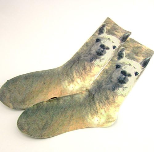 Women's Sheer Cotton Socks Fun Funky Novelty Lama Crew Socks