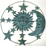 Verdigris Finish Sun & Moon Outdoor Wall Hanging 21