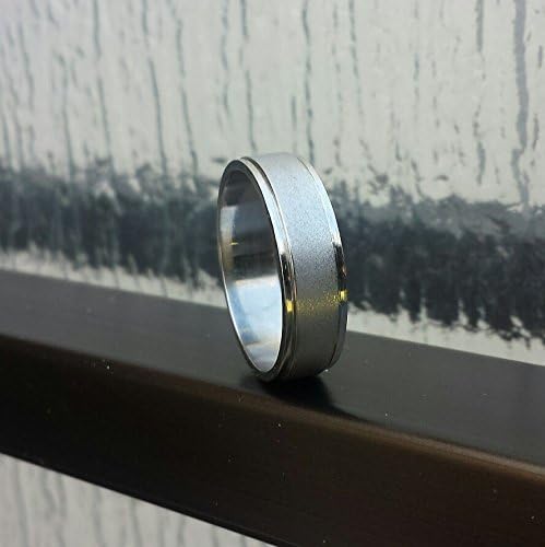 6mm Platinum Men's Wedding Band with Sandblasted Center and Polished Rails