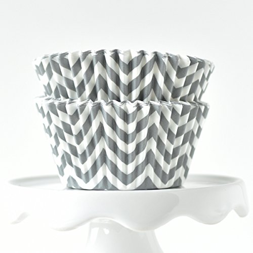 Chevron Gray BakeBright Greaseproof Cupcake Liners