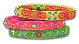 Bracelet-Stretch Bangle-He Loves Me-Green (Set Of 3)