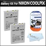 2 Pack Battery Kit For Nikon COOLPIX P100 P500 Digital Camera Includes 2 Ex ....