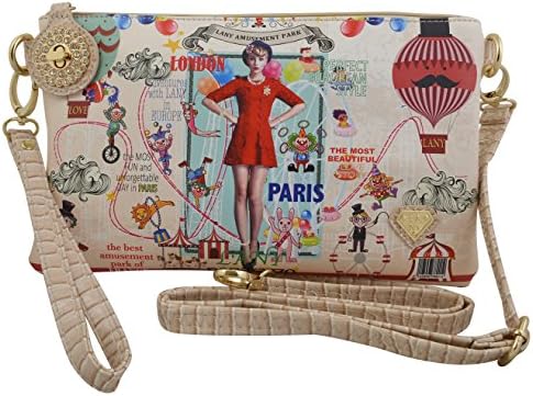 Paparazzo Collection By Lany City Print Crossbody Clutch Bag with Wristlet - Vegan Leather