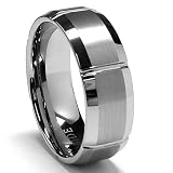 7MM Grooved Tungsten Carbide Ring Wedding Band Sizes 7 to 12