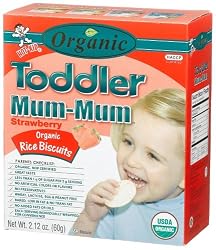 Hot Kid Organic Toddler Mum-Mum Strawberry Flavor Rice Biscuit, 24-Count  Box(Pack of 6)