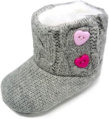 QGAKAGO(TM) Baby Girls Cotton Knit Premium Soft Sole Anti-slip Mid Calf Warm Winter Infant Prewalker Toddler Boots Grey