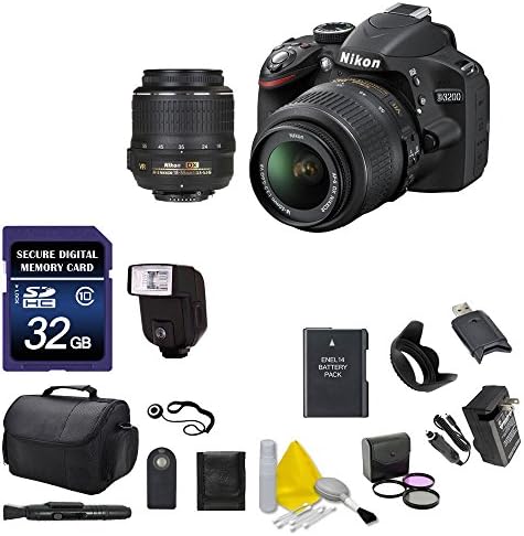 Nikon D3200 DSLR Camera with 18-55mm Lens (25492), 32GB High Speed Memory Card (International Model, No Warranty) Bundle 44