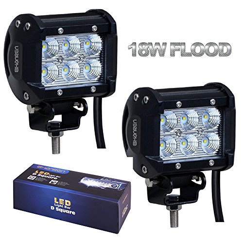 SHANREN DSquare 18w 1260lm 6 BD Flood Led Work Light Bar Off-road SUV Boat 4×4 Jeep Lamp 4wd(Park of 2)