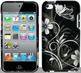 Silver Flowers Hard Snap On Case Cover Faceplate Protector for Apple iPod Touch 4 4th Generation + Free Texi Gift Box