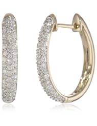 14k Gold Oval Pave Diamond Hoop Earrings (1/2 cttw, H-I Color, I1-I2 Clarity)