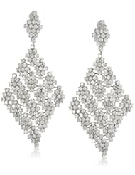 ABS By Allen Schwartz "Deco Delight" Silver Tone and Pave Chandelier Earrings