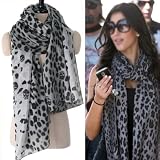 Skull & Leopard Scarf - GREY