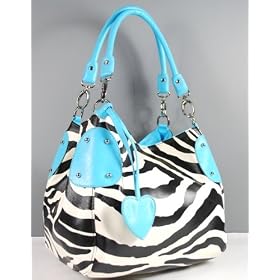 Women Tote Handbags Purse Zebra Print Hobo Bag Blue 0805