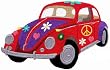 Flower Power Peace Sign Car Embroidered Patch Iron-On 1960s Hippie Emblem