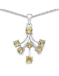 1.20 Carat Genuine Citrine Round 925 Sterling Silver Pendant