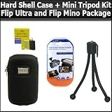Hard Shell Carrying Case & Flexible Mini Tripod Kit for Flip Ultra and Mino Camcorders Package Includes Free Pack Of LCD Screen Protectors & Lens Cleaning Kit
