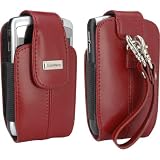 BlackBerry Blackberry Apple Red Leather Vertical Tote With Wrist Strap For 8300 Series