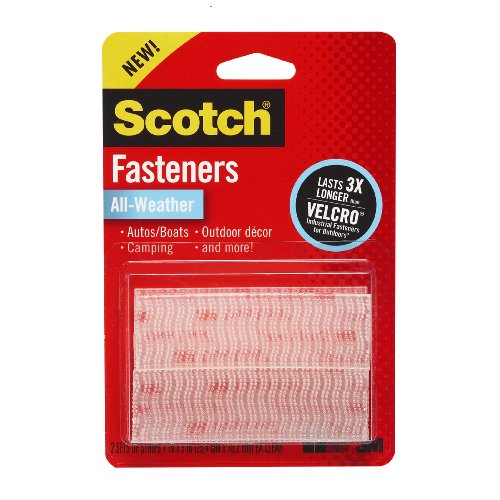 Scotch(R) All-Weather Fasteners, 2 Sets of 1 Inch x 3 Inches, Strips, Clear (RFD7090)