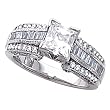 14K White Gold Diamond Engagement Ring Semimount - CENTER STONE NOT INCLUDED - 1.00 Ct.