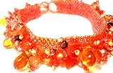 Chunky Beaded Crystal Stone Coral Bracelet Happy Life - Fair Trade