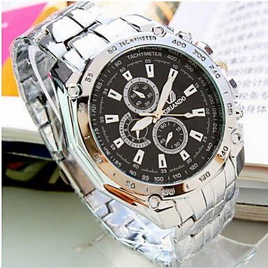 RayShop - Men's Sporty Round Dial Alloy Band Quartz Analog Wrist Watch (Assorted Colors) ( Color : Black )