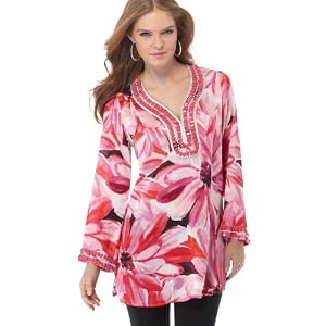 Buy Adrienne Vittadini Top, Floral Beaded Trim Tunic by ADRIENNE VITTADINI