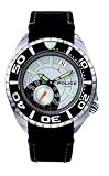 Police Regatta gents black leather strap and silver dial watch