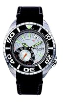 Police Regatta gents black leather strap and silver dial watch
